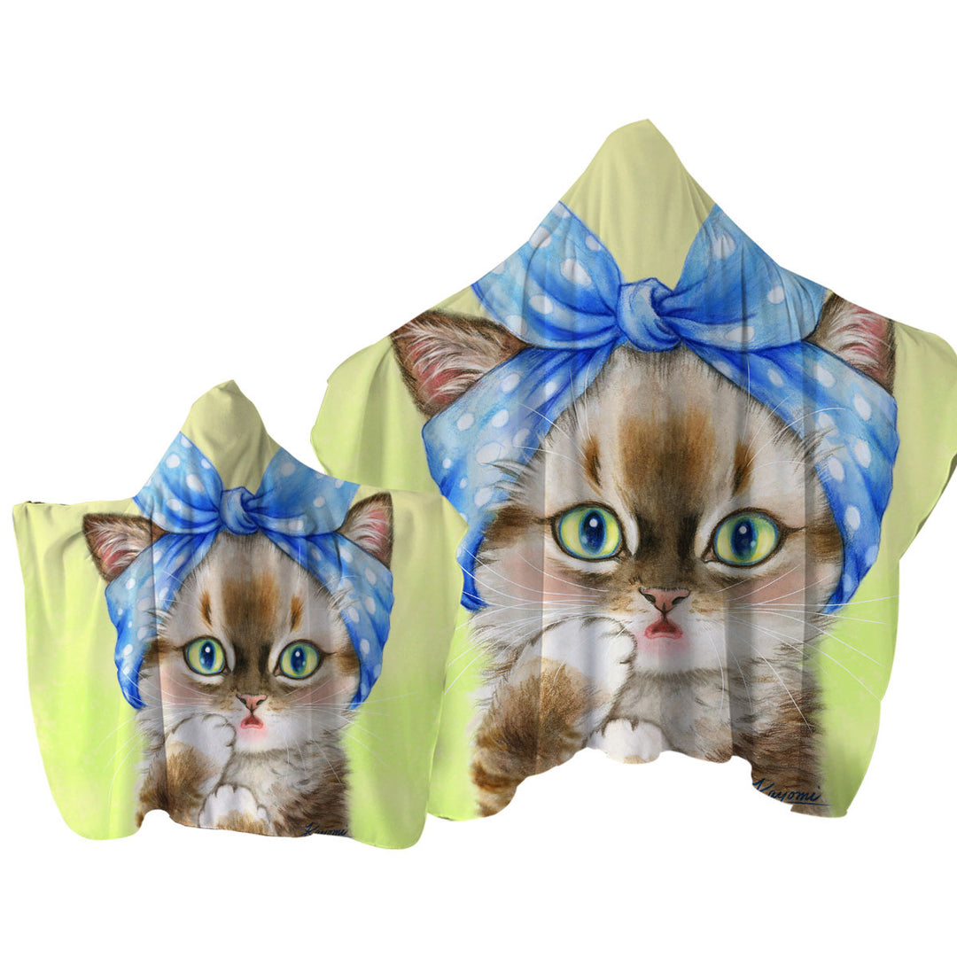 Cute Cats Art Girly Hair Bandana Kerchief Kitten Hooded Beach Towel