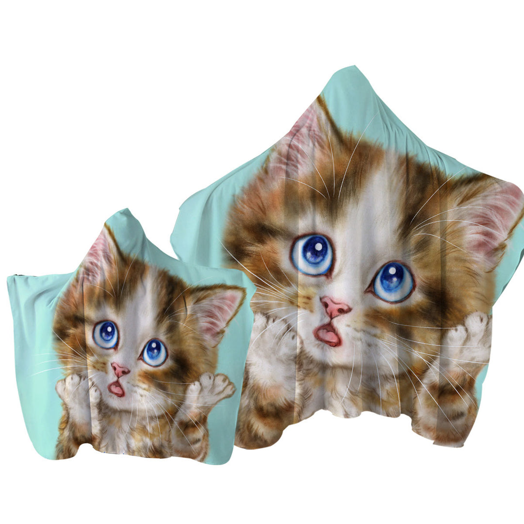 Cute Cats Art Wondering Tabby Kitten Towel with Hood