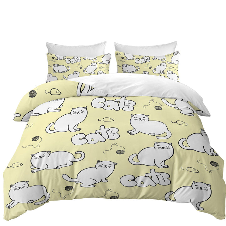 Cute Cats Drawings King Duvet Cover set