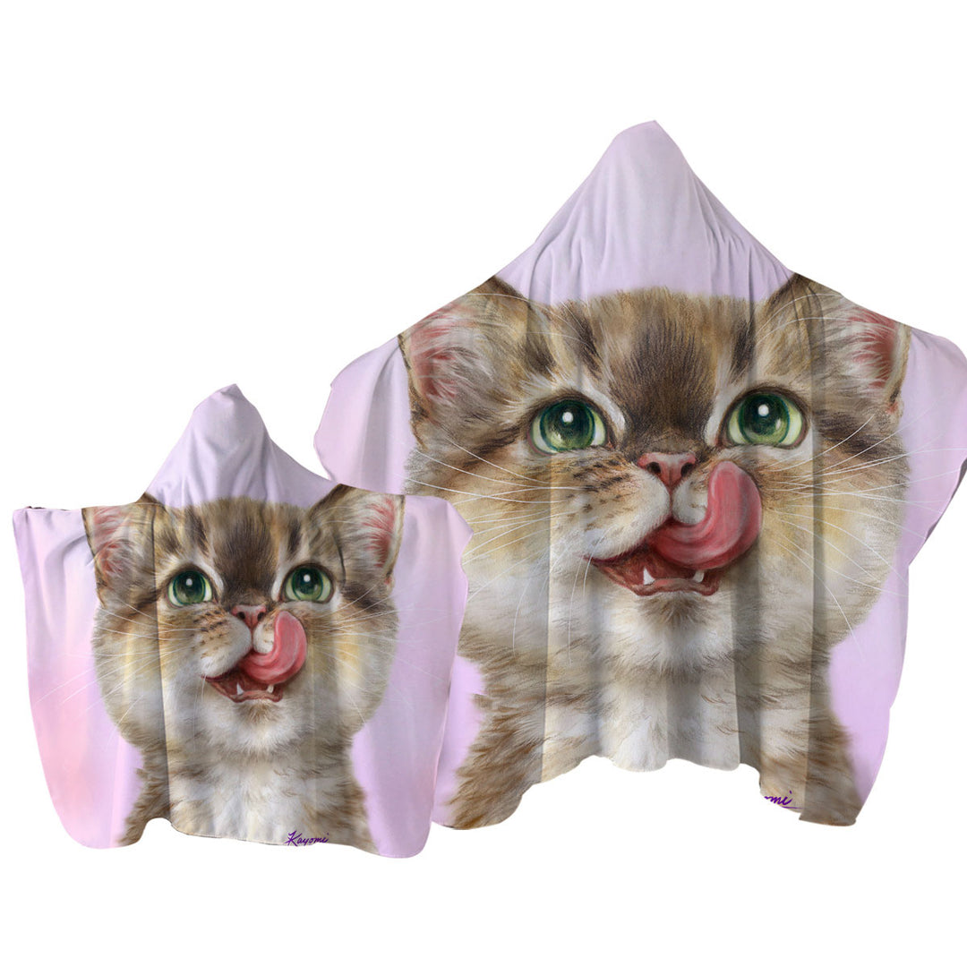 Cute Cats the Hungry Kitten Towel Hoodie