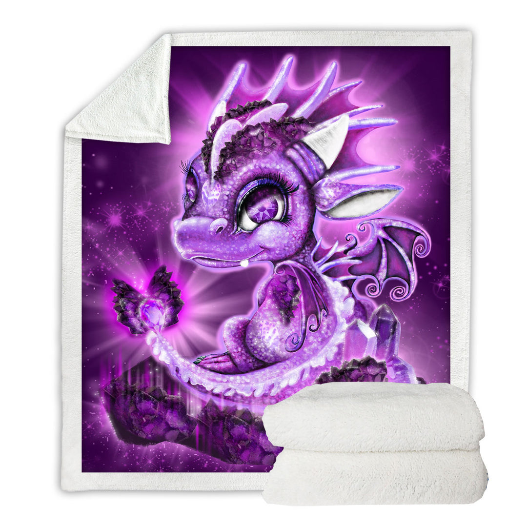 Cute Children Throws Gift February Amethyst Birthstone Lil Dragon