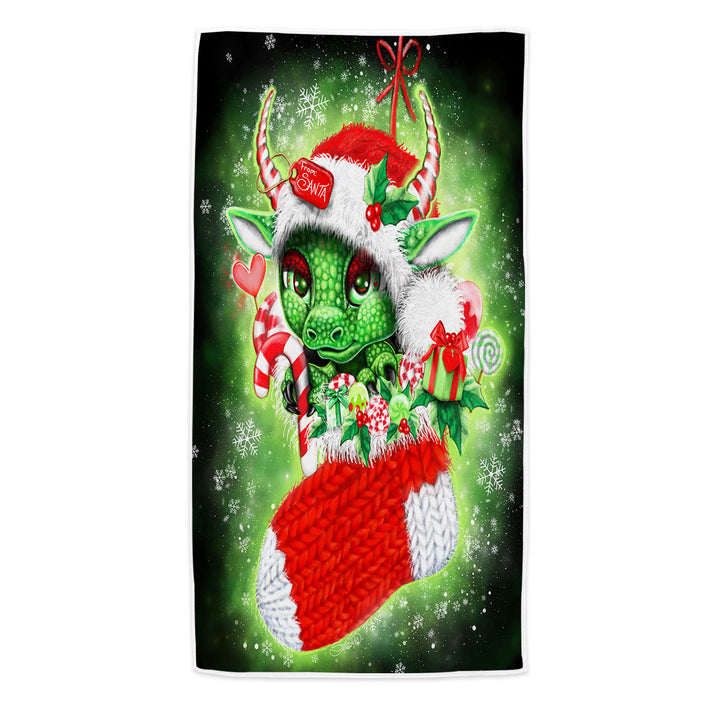 Cute Christmas Beach Towels Stocking Stuffer Lil Dragon