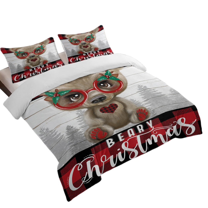 Cute Christmas Bear Beary Christmas Bed Covers