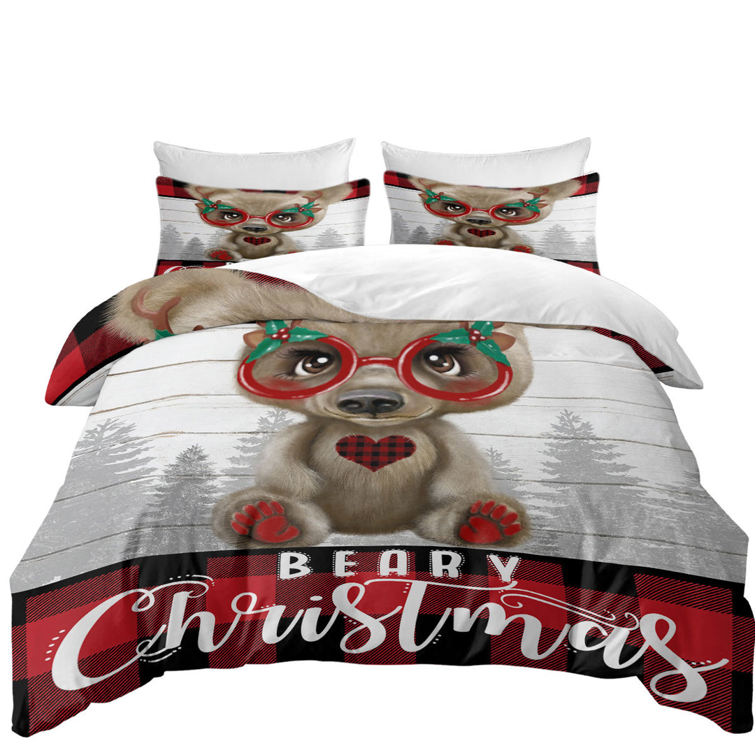 Cute Christmas Bear Beary Christmas Duvet Cover