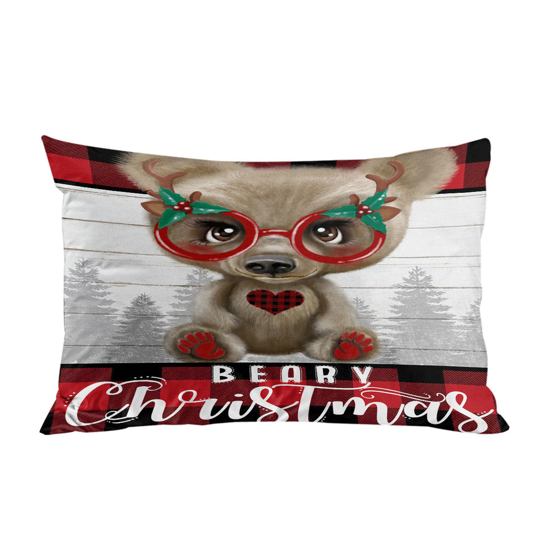 Cute Christmas Bear Beary Christmas Pillowcase