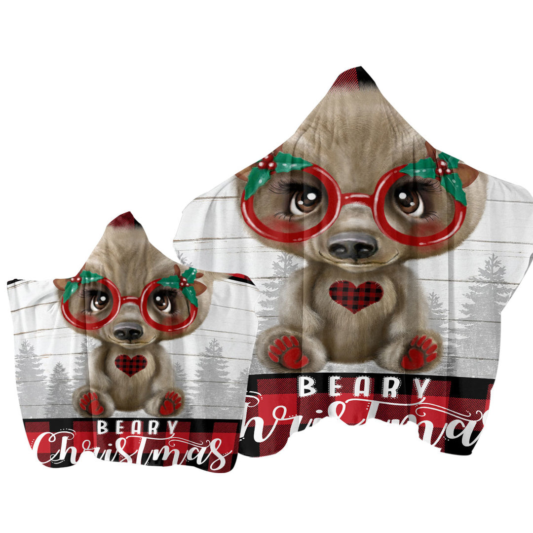 Cute Christmas Bear Beary Christmas Towel with Hood