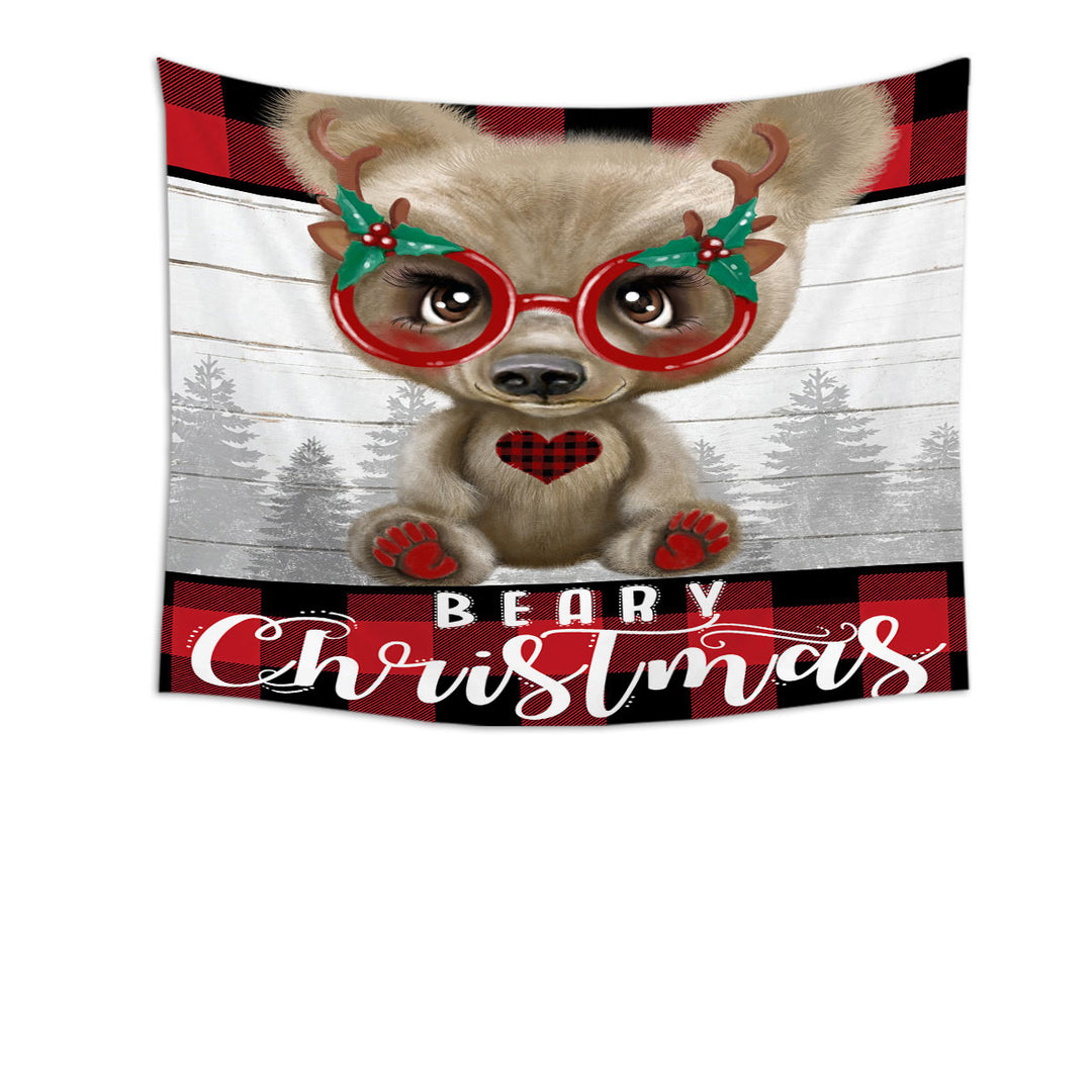 Cute Christmas Bear Beary Christmas Wall Decor Tapestries