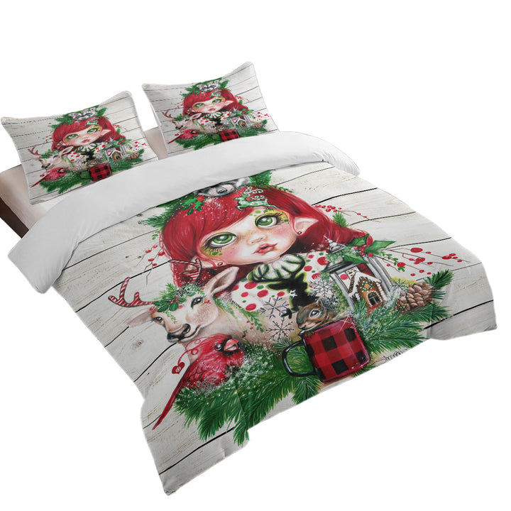 Cute Christmas Claire and Forest Animals Duvet Cover set