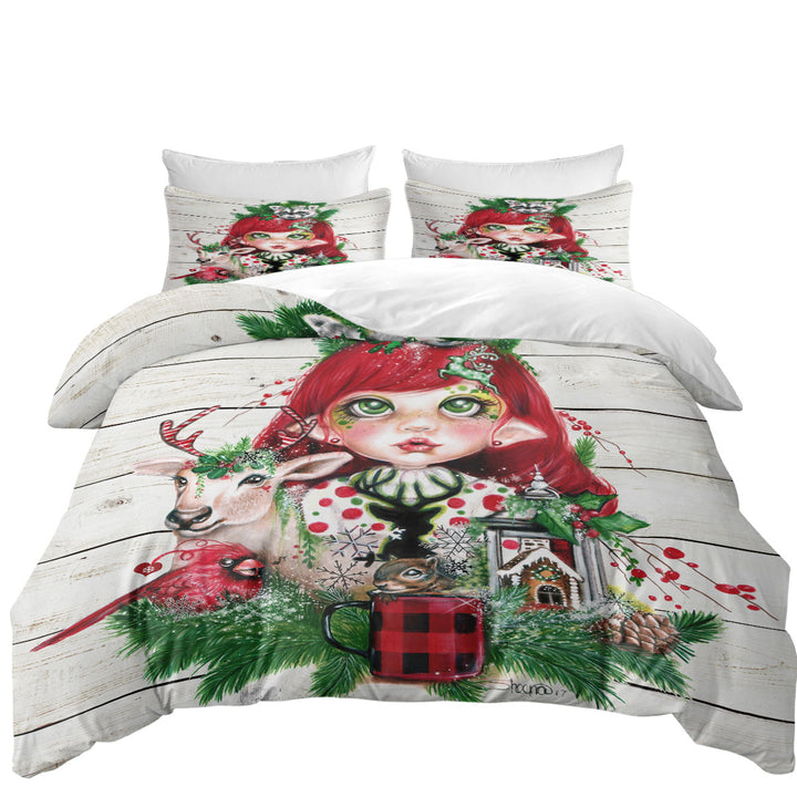 Cute Christmas Claire and Forest Animals Duvet Covers