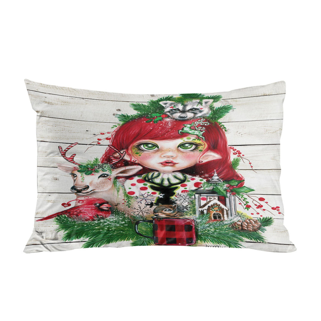 Cute Christmas Claire and Forest Animals Pillow Cases