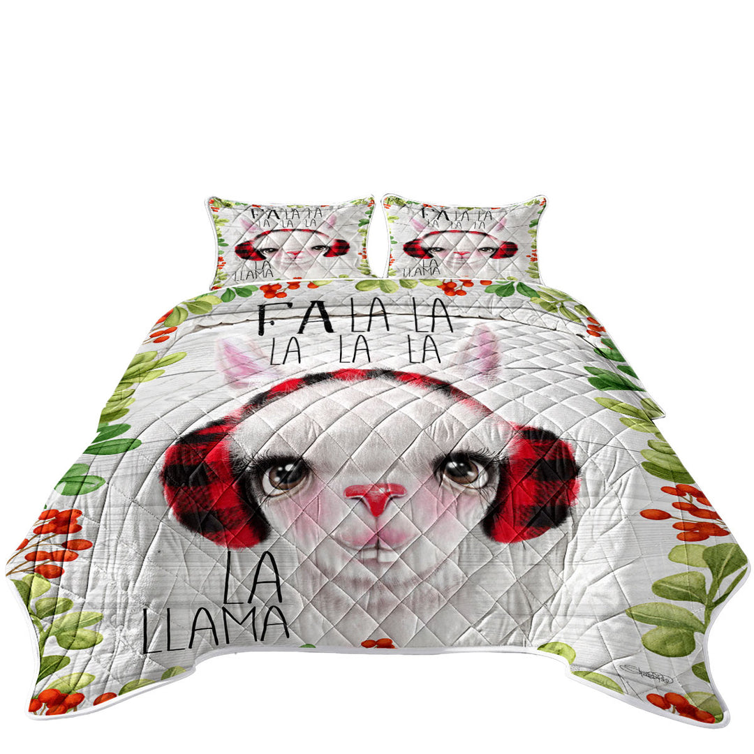 Cute Christmas Fa La La Llama Coverlet