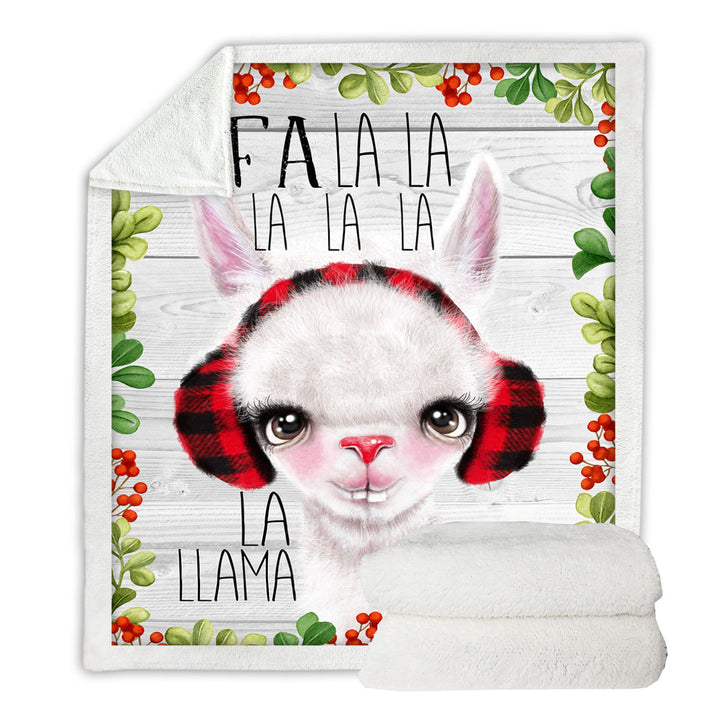 Cute Christmas Fa La La Llama Fleece Blankets