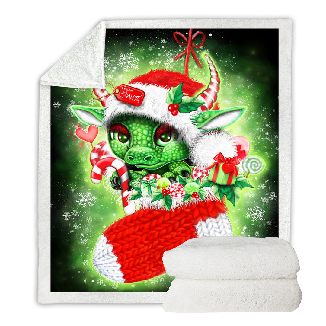 Cute Christmas Fleece Blanket Stocking Stuffer Lil Dragon