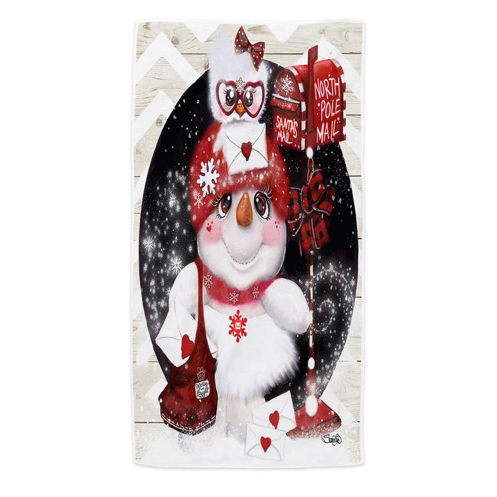 Cute Christmas Santa Letter Delivery Snowman Microfiber Beach Towel