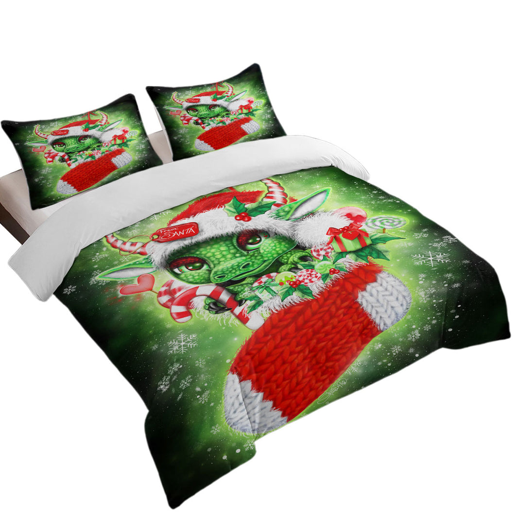 Cute Christmas Stocking Stuffer Lil Dragon King Size Duvet Cover