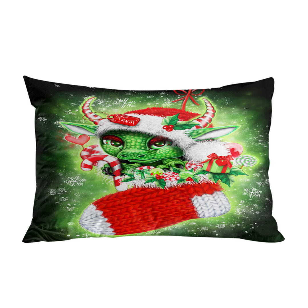 Cute Christmas Stocking Stuffer Lil Dragon Pillowcase