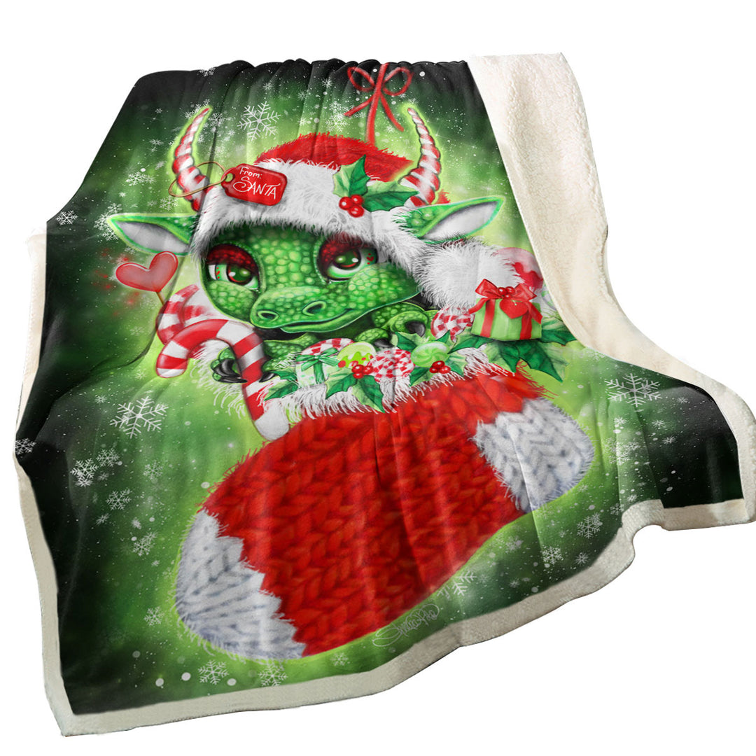 Cute Christmas Throw Blankets Stocking Stuffer Lil Dragon