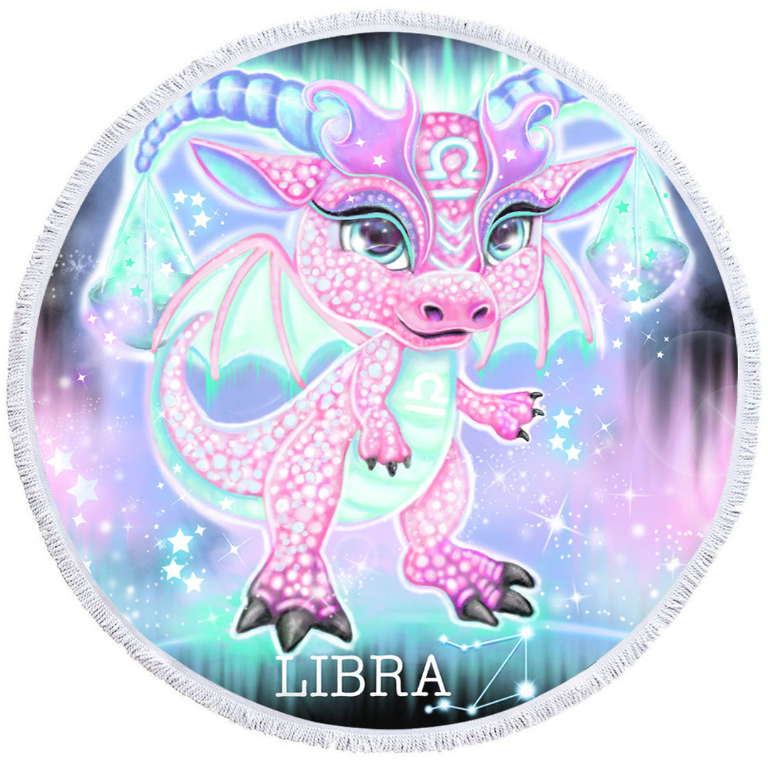 Cute Circle Beach Towel Gift Ideas Girly Libra Lil Dragon