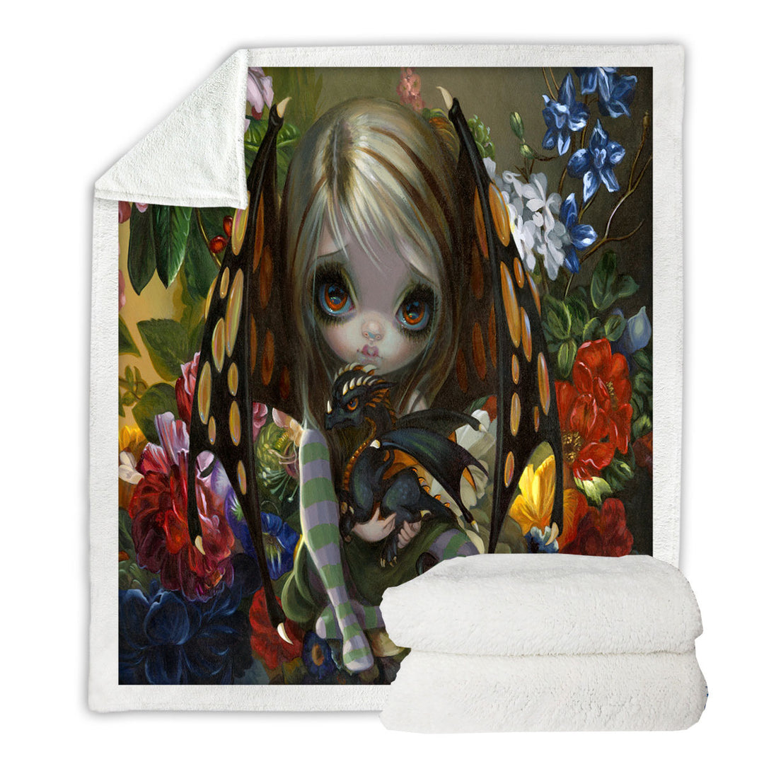 Cute Decorative Throws Little Fairy and Flower Dragonling