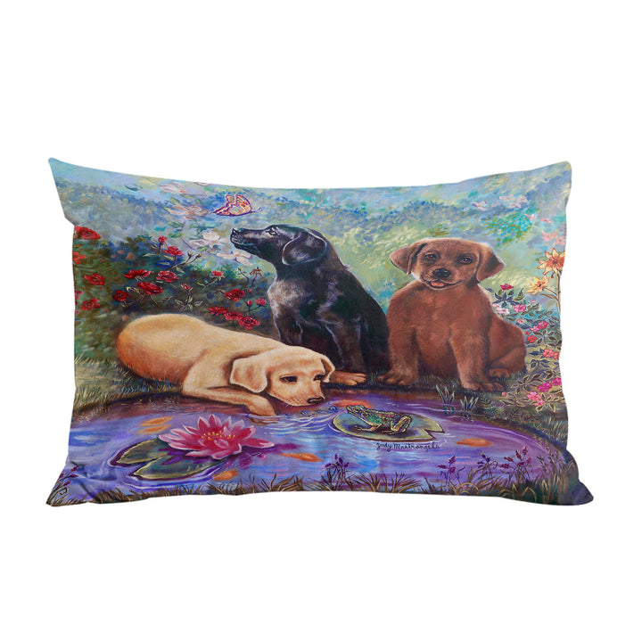 Cute Dog Art Lovely Labradors in the Flower Garden Pillowcases