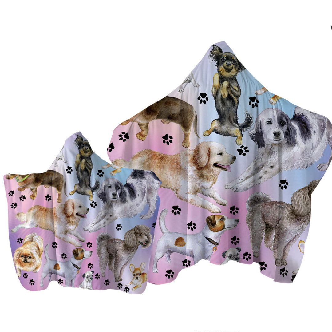 Cute Dogs Over Purplish Towel Hoodie