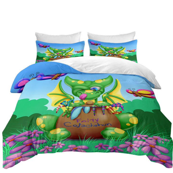 Cute Dragon and Butterfly for Children Duvet Covers