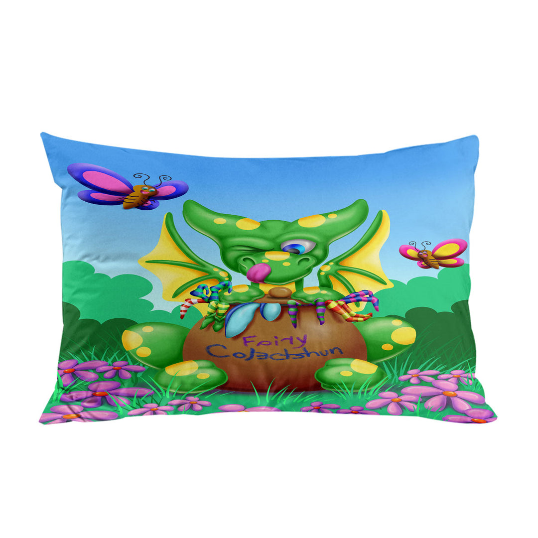 Cute Dragon and Butterfly for Children Pillowcase