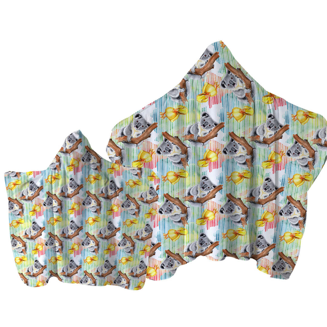 Cute Duck and Koala Pattern Towel with Hood