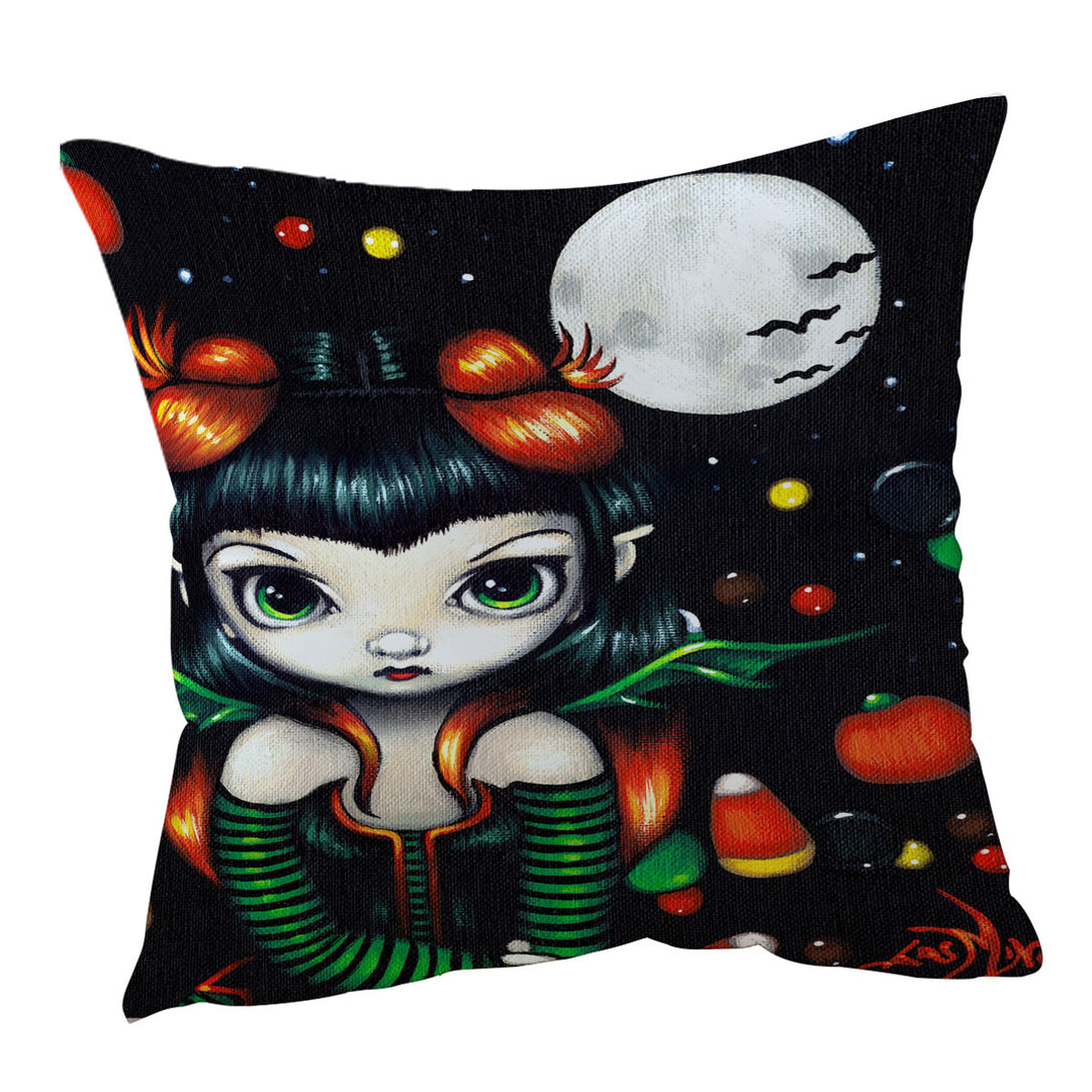 Cute Fairy Candy Corns Halloween Cushion Cover