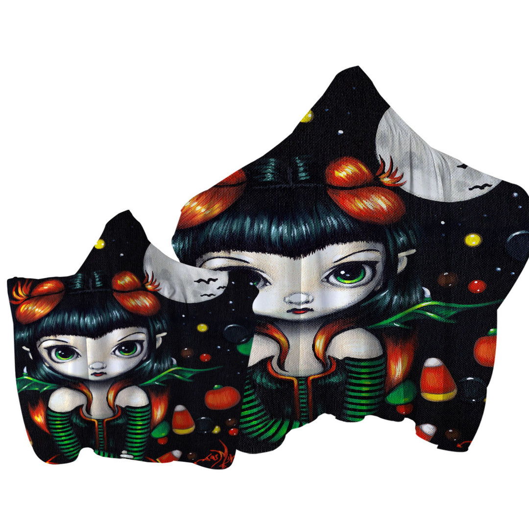 Cute Fairy Candy Corns Halloween Treats Towel with Hood