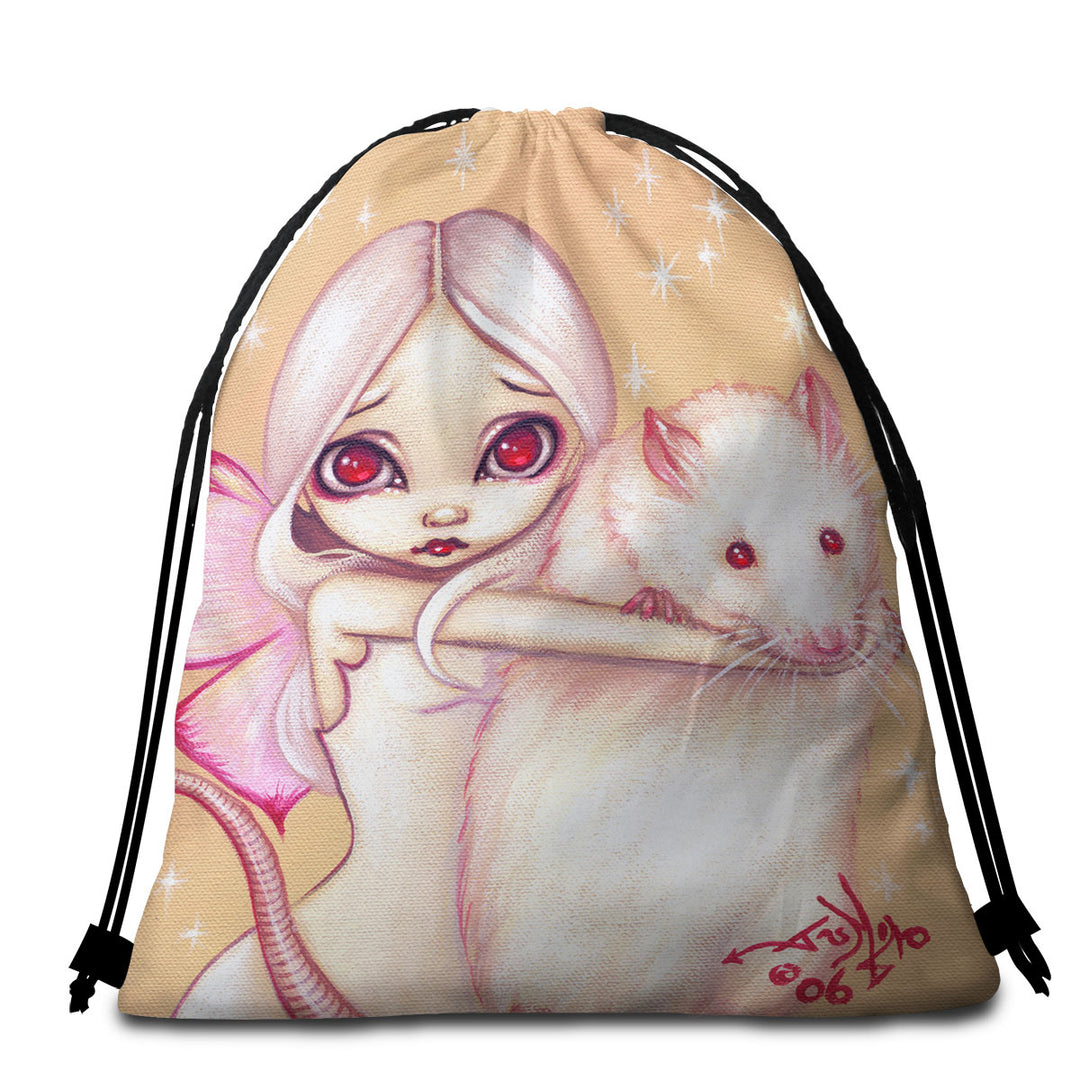 Cute Fairy and Beautiful Rat Beach Towel Bags