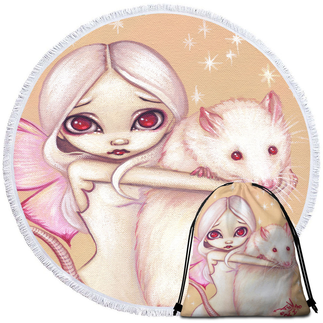 Cute Fairy and Beautiful Rat Beach Towels