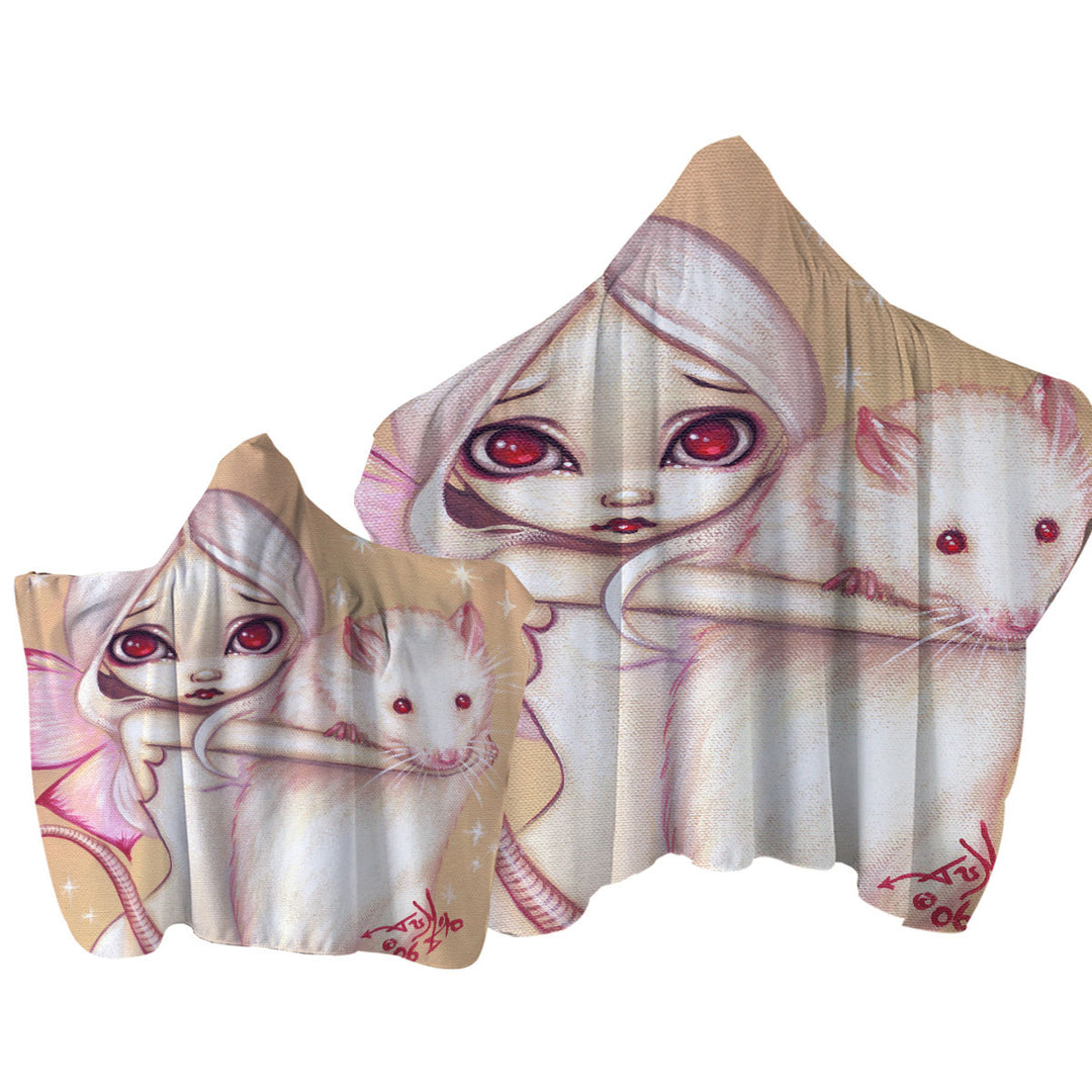 Cute Fairy and Beautiful Rat Hooded Beach Towel