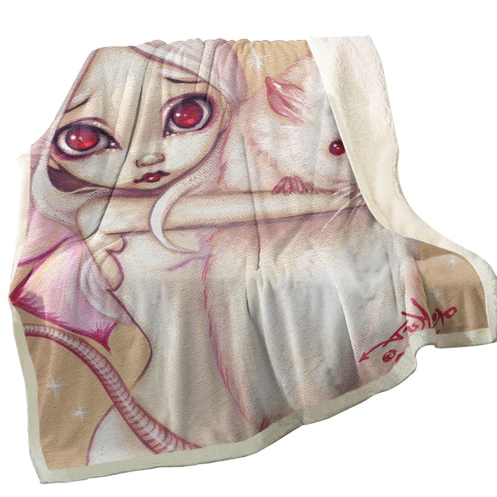 Cute Fairy and Beautiful Rat Throw Blanket