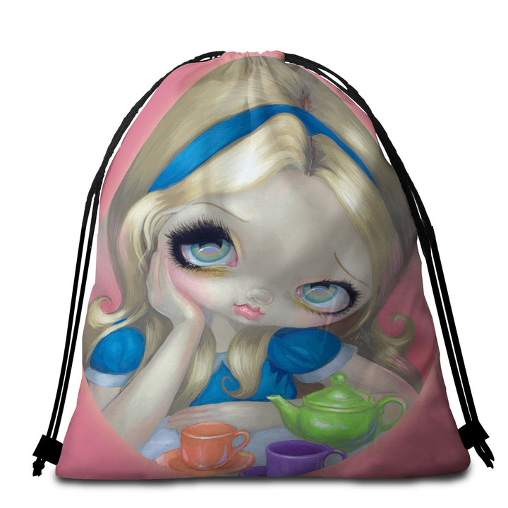 Cute Fairytale Art Alice_s Tea Party Beach Bags and Towels