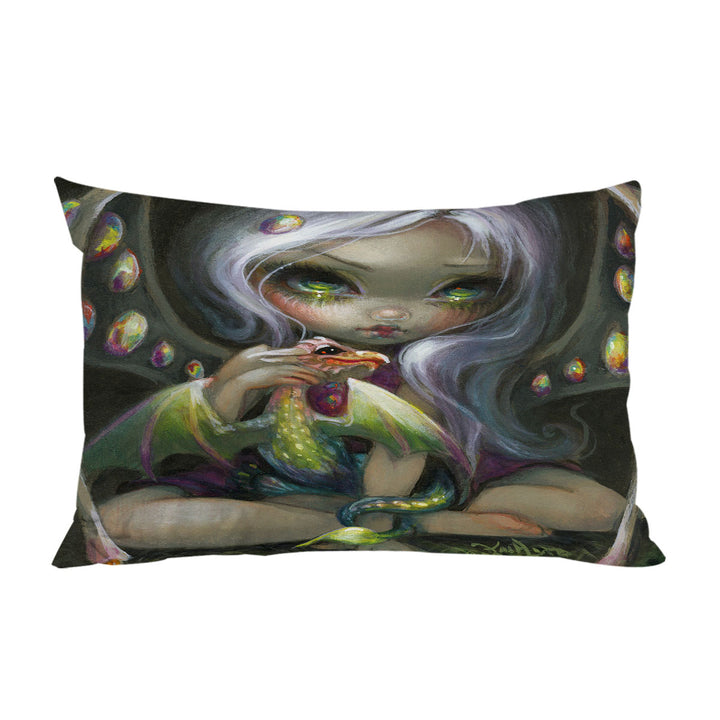 Cute Fantasy Art Fire Opal Fairy and Dragonling Pillow Cases