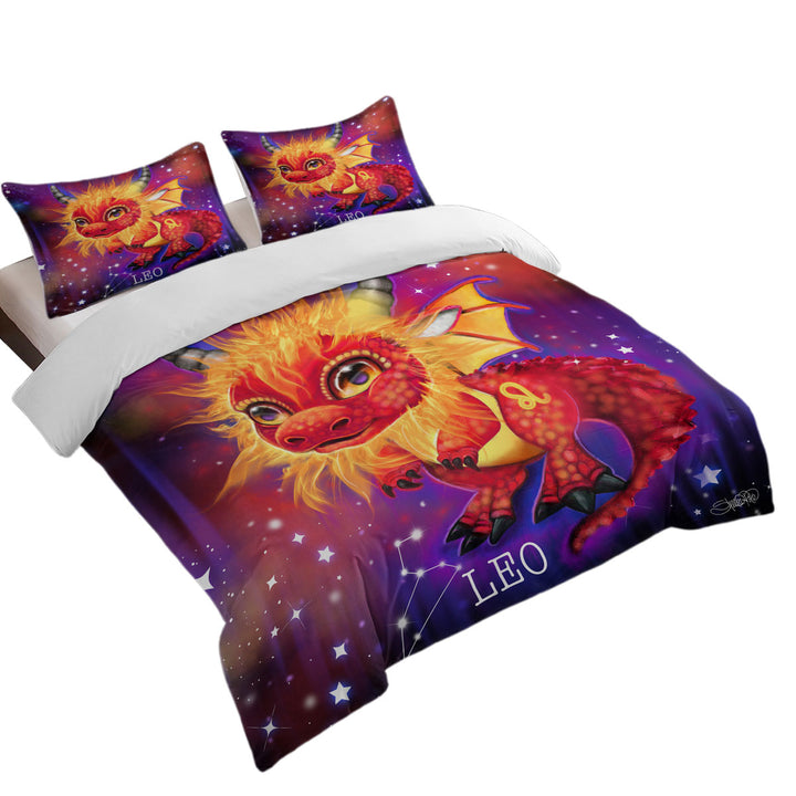 Cute Fantasy Art Leo Lil Dragon Duvet Cover