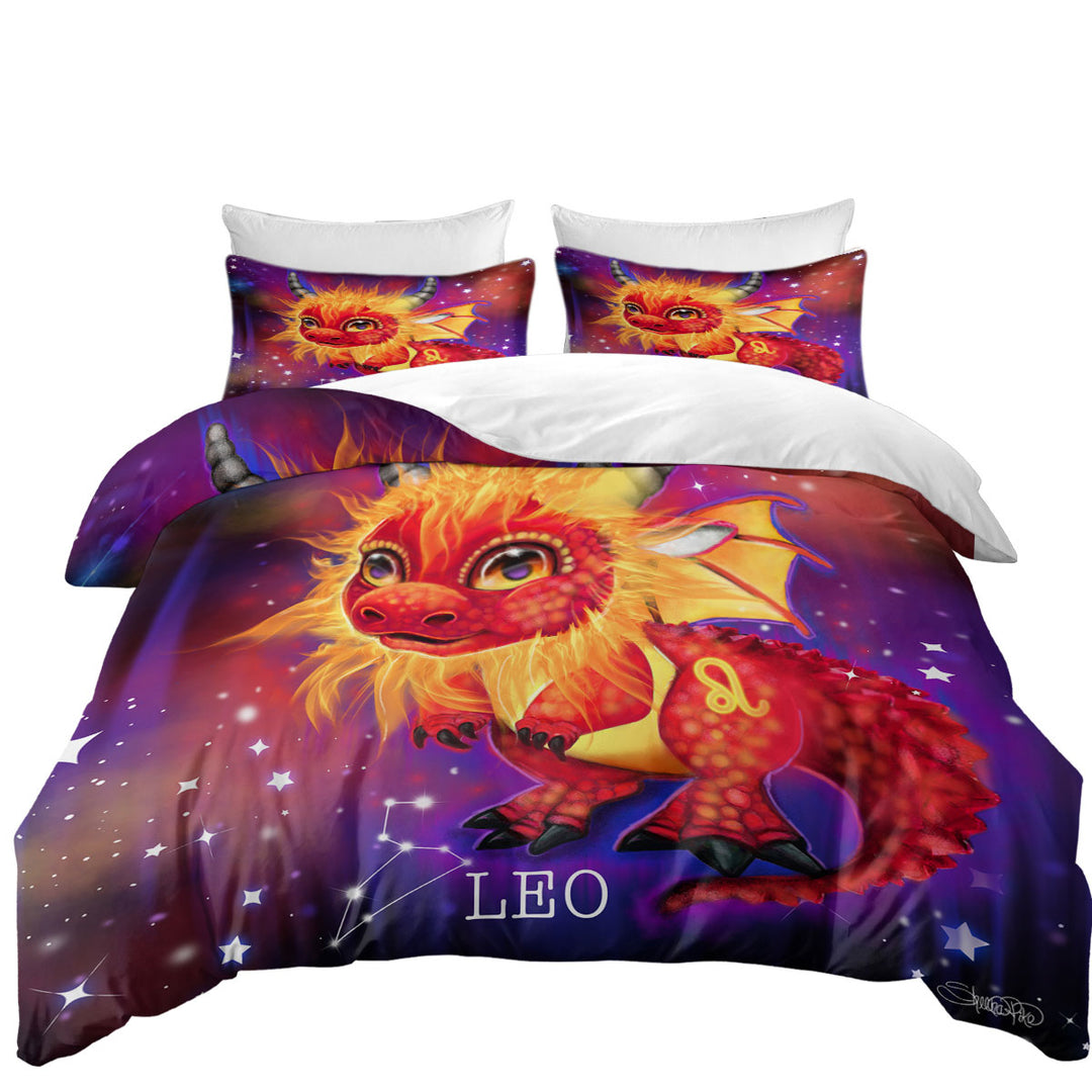 Cute Fantasy Art Leo Lil Dragon Duvet Covers