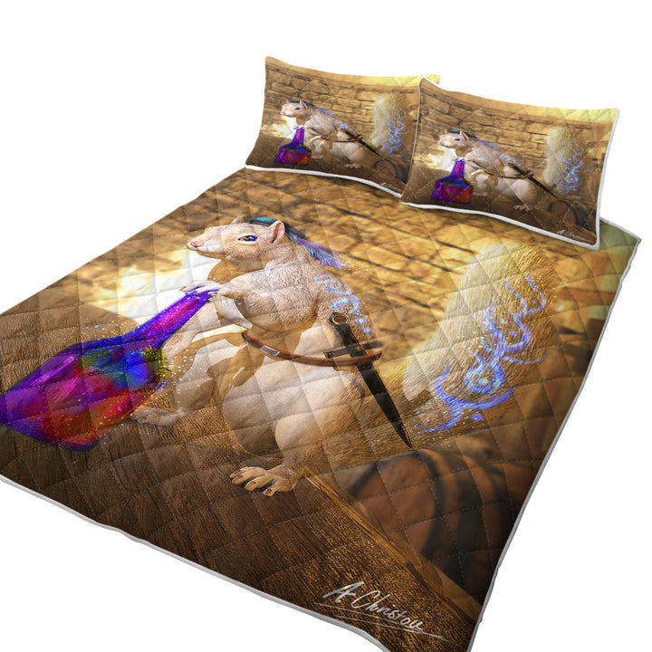 Cute Fantasy Art Snowspeed the Squirrel Coverlet