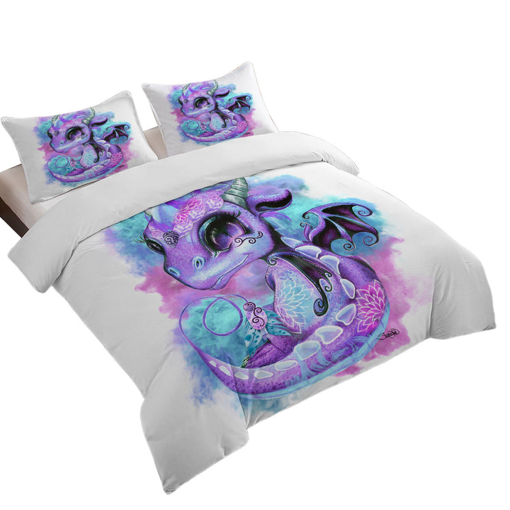 Cute Fantasy Art Wind Spirit Lil Dragon Duvet Cover