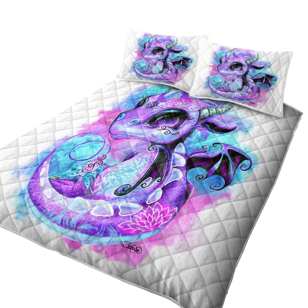 Cute Fantasy Art Wind Spirit Lil Dragon King Quilt