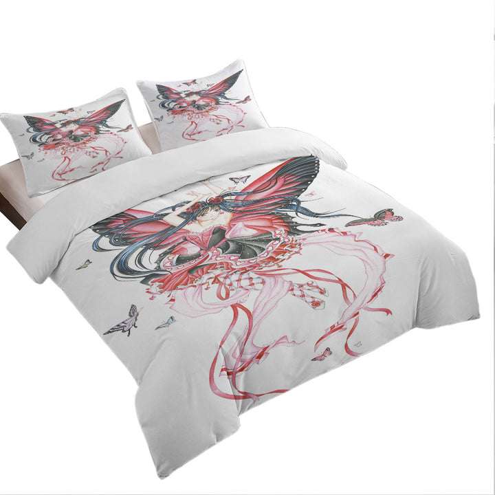 Cute Fantasy Drawing Butterfly Girl California King Duvet Cover