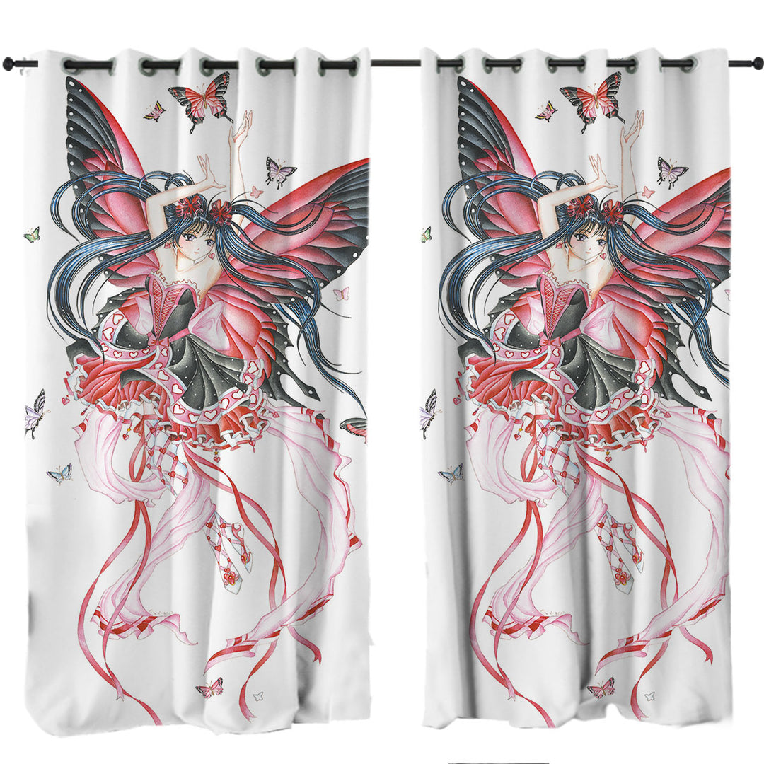 Cute Fantasy Drawing Butterfly Girl Drapes for Living Room