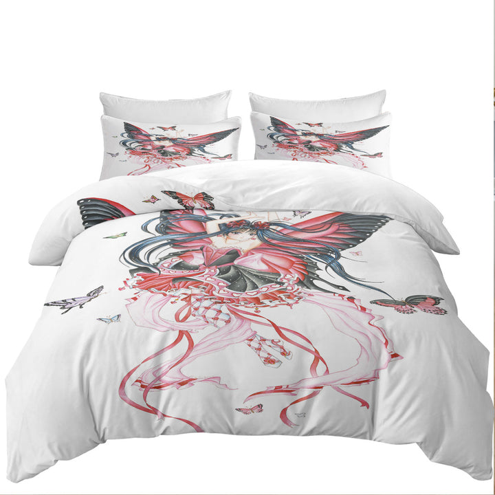 Cute Fantasy Drawing Butterfly Girl Duvet Cover