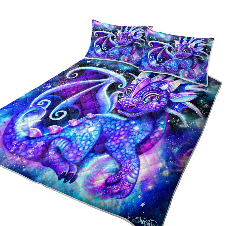 Cute Fantasy Painting Galaxy Lil Dragon Coverlets