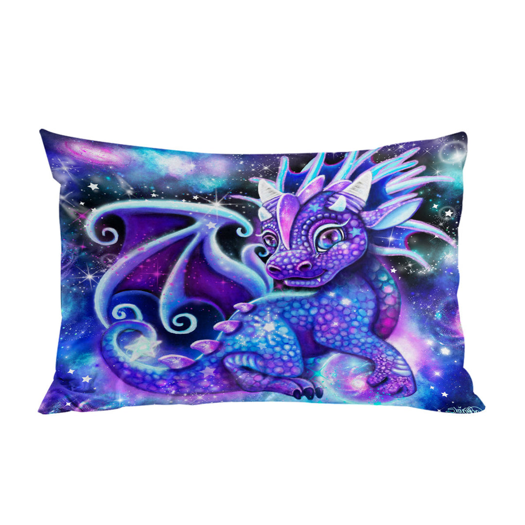 Cute Fantasy Painting Galaxy Lil Dragon Pillowcases