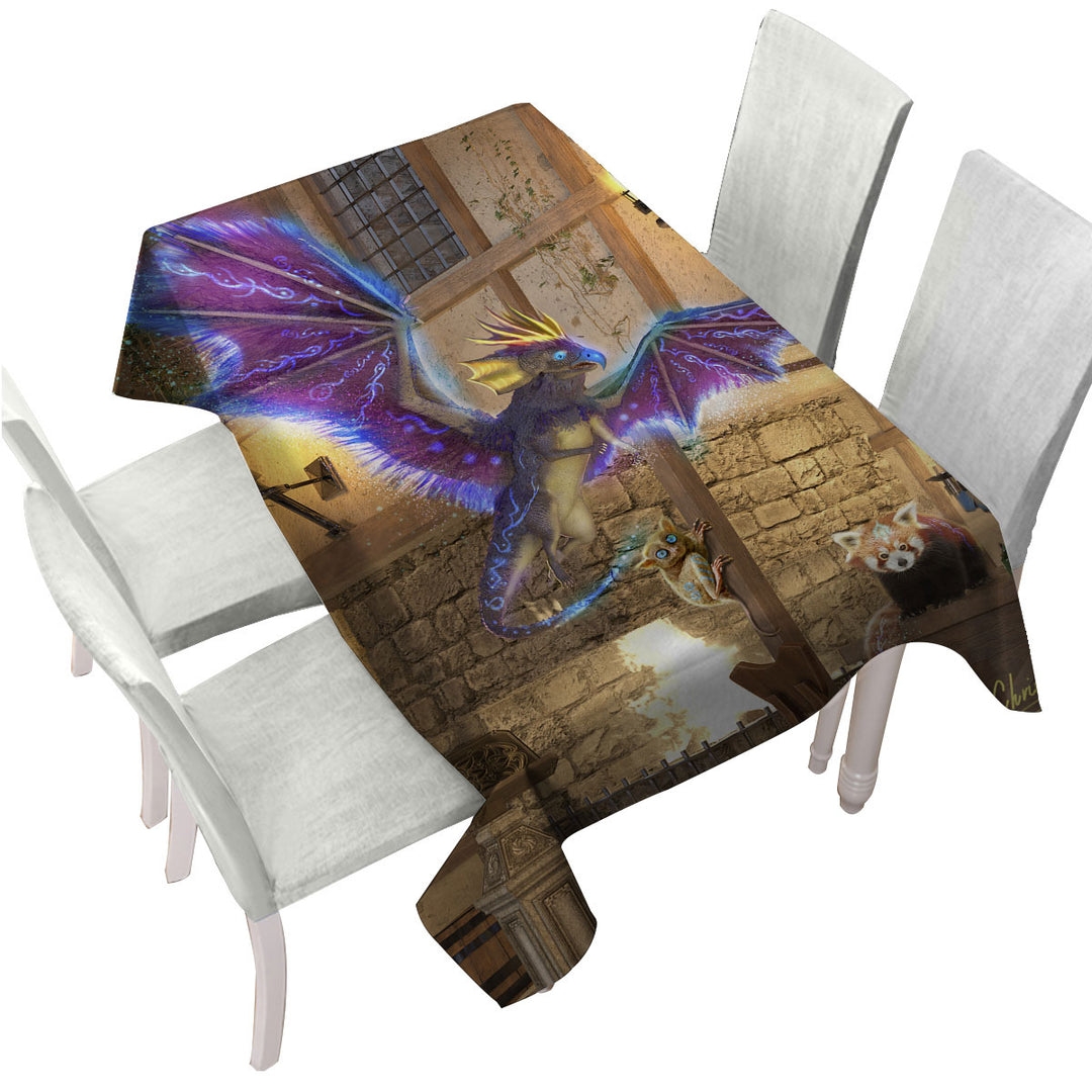 Cute Fictional Creatures for Kids Tablecloth