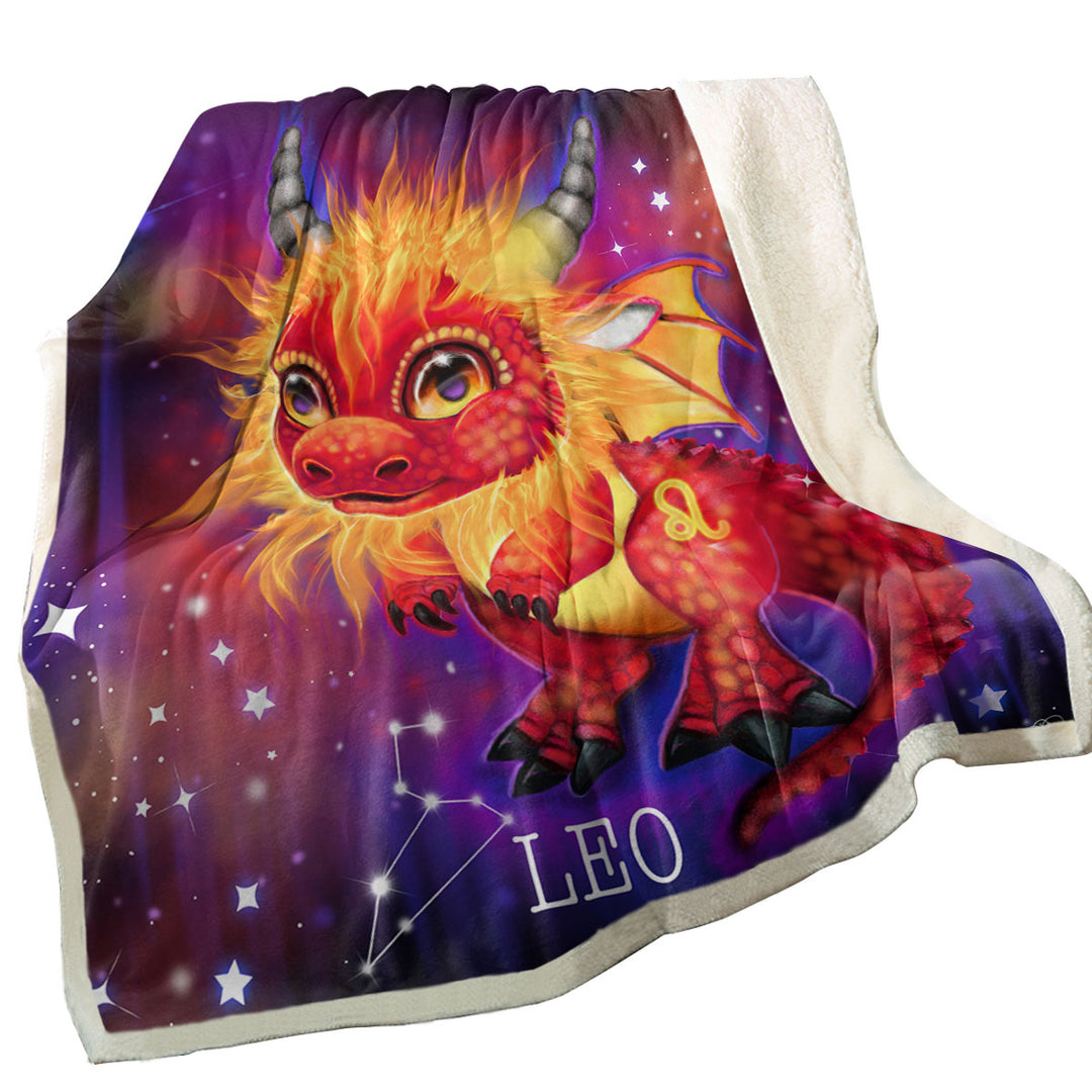 Cute Fleece Blankets Fantasy Art Leo Lil Dragon