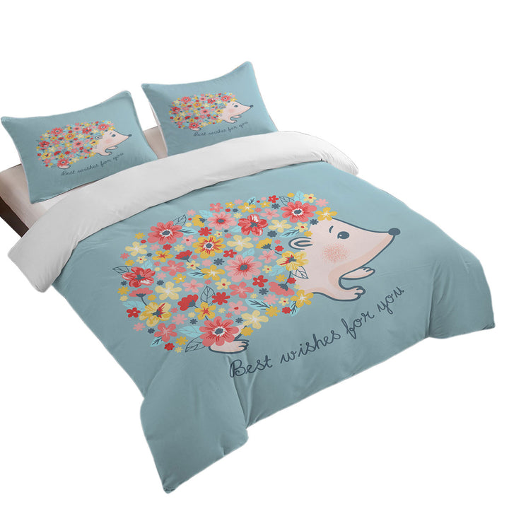 Cute Flowery Hedgehog Duvet Cover set