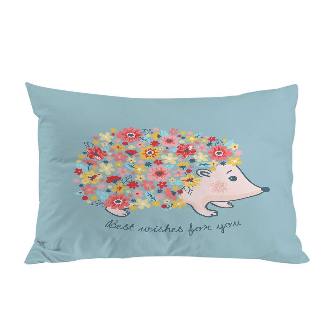 Cute Flowery Hedgehog Pillow Case Covers